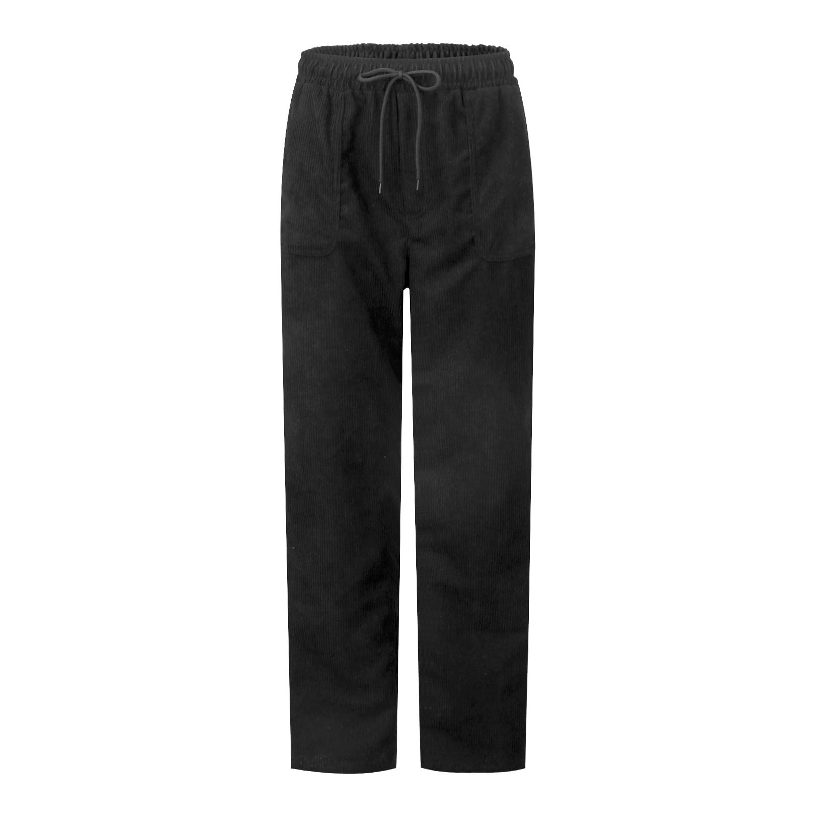 thumbnail image 5 of Pantalones de pana elásticos de cintura alta para mujer: pierna recta y ancha, diseño con bolsillos, pantalones de trabajo informales para otoño/invierno, 5 of 7